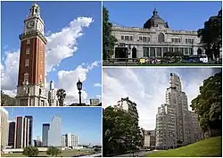Clockwise from top: The Torre Monumental, the Retiro Railway Station, Catalinas Norte in the Central Business District and the Kavanagh Building with the Plaza San Martín.