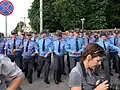 Policemen during civil unrest on October Square.