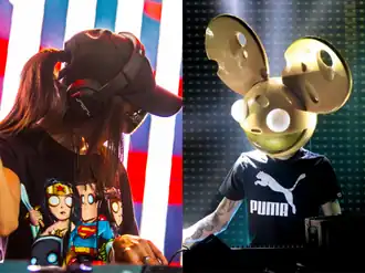 Rezz (left) and Deadmau5 (right), the two members of Rezzmau5
