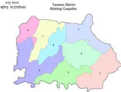 Ward-level map of Rishing Gaunpalika, Nepal