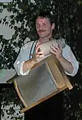 Christoph Leibold, wash board and milk churn