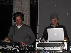 Moritz von Oswald (left) and Mark Ernestus (right) performing at MUTEK in 2007