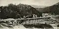 Construction of scaffolding over the river Giegenbach