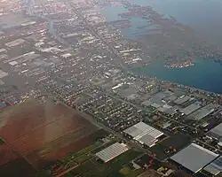 Aerial photo with a view of Rijsenhout and the Westeinderplassen
