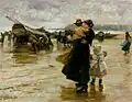 Hauling the Boats, 1890, oils, Laing