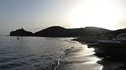 View of the beach of Rocchette at sunset