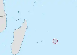 Location of Rodrigues in the Indian Ocean.