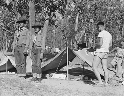 Image 36Rohwer Relocation Center, McGehee, Arkansas. A 5-day Boy Scout Camp on the bank of the Mississippi River was composed of nearly a hundred boys from the Rohwer Center, a few less form the Jerome Center, together with a small troop from the nearby town of Arkansas City.