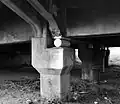 Roller supports under a bridge