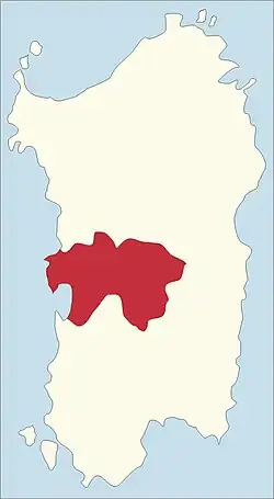 locator map of archdiocese of Oristano