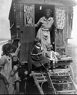A Romanichal family living in a vardo (1926)