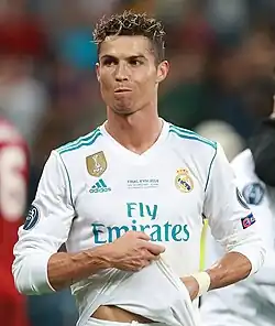 Ronaldo in the 2018 UEFA Champions League Final, his final game for Real Madrid