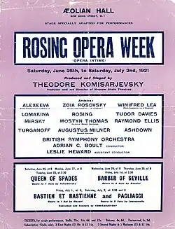 Rosing Opera Week – June 1921