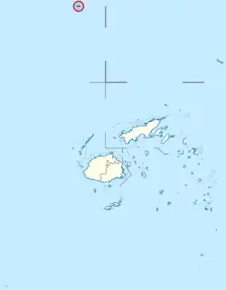 The island of Rotuma, located to the far north, in relation to mainland Fiji