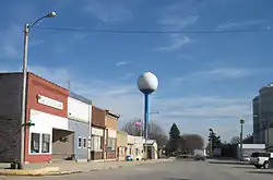 Downtown Rudd, with its original FS 2T22 civil defense siren before it was destroyed by an EF1 tornado on December 15, 2021.