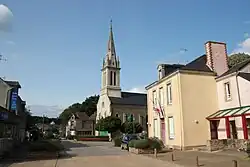 Town hall and church of Tréal (rue de la Mairie).