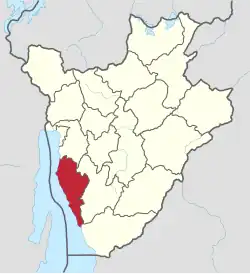 Map of the former province of Rumonge in Burundi