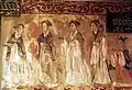 A Han dynasty painting illustrates women wearing ruqun, with blouses tucked into skirts