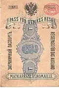 International passport of the Grand Duchy of Finland (about 1890)