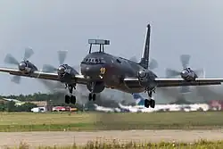 A Russian Naval Aviation Ilyushin Il-38N maritime patrol and reconnaissance aircraft taking off from Zhukovsky, 2014
