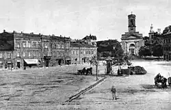 Podgórske Market Square with first church of St. Joseph