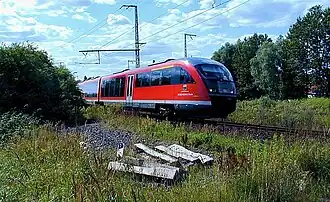 S-Bahn train to Rostock Seehafen Nord shortly before Rostock-Kassebohm S-Bahn station