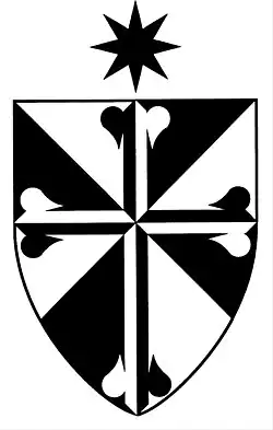 Official shield and banner of St. Catherine's High School, Racine, Wisconsin.