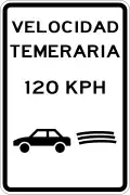 R-16-3 People driving over 120 KPH will be charged with reckless driving