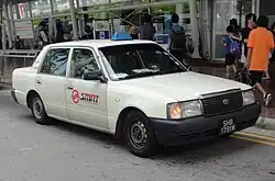 Toyota Crown Comfort taxicab in Singapore.