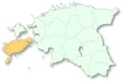 Map of Estonia with location of Saaremaa Harbour in Saare County