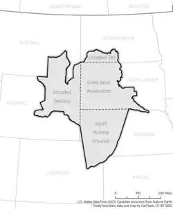 Great Sioux Reservation (1868) and other Sioux lands as interpreted by 1978 Indian Claims Commission.