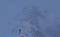 Deteriorating weather conditions on The Saddle in winter.