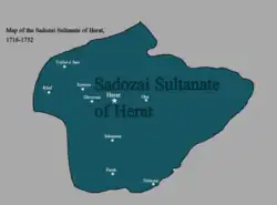 Map of the Sadozai Sultanate of Herat
