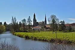 View of Saint-Laurent-sur-Sèvre, with the pilgrimage church visible