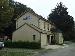 The town hall of Saint-Privat-de-Vallongue, in the former railway station building
