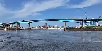 Four-lane highway bridge over Saint John Harbour