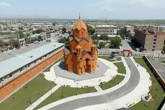 The centre of Masis with Saint Thaddeus Church