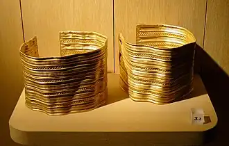 Gold bracelets, found in a Chariot burial, 6th, 5th century BC.