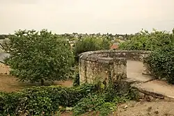 Semicircular tower.