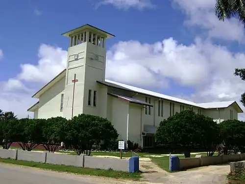 Saione, the church of the King, a Free Wesleyan Church in Kolomotuʻa, Tonga. Especially, British and American missionaries brought various Protestant denominations to Oceania.