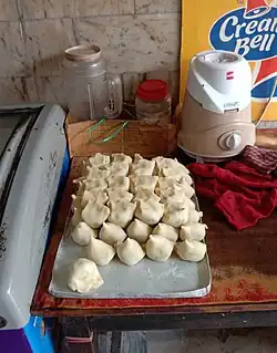 Samosas before being fried, at a sweet shop in Kolkata
