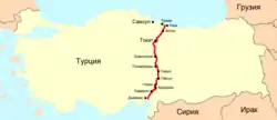 Location of Samsun–Ceyhan pipeline