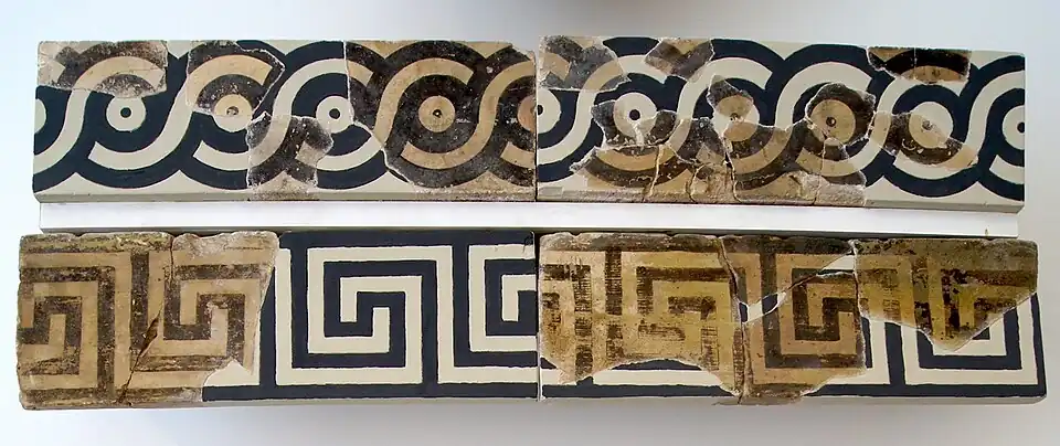 The 1st phase of temple. Terracotta tiles covering the wooden framework (Reggio museum).