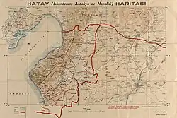 Map of Hatay in Turkish from the 1930s.