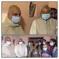 Chief Minister Nitish Kumar visiting Singh's Pokharpur residence to console his family after his death