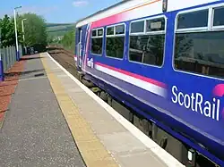 Platform 1 and a train for Kirkconnel in 2007