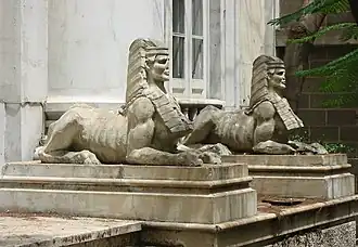 Statues in the entrance of the Masonic Temple of Santa Cruz de Tenerife