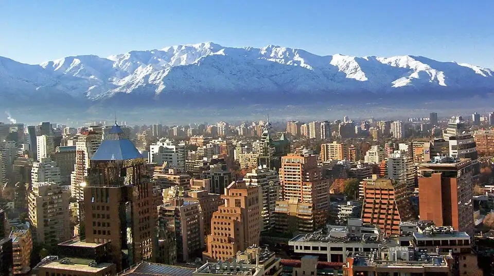 Cerro San Ramón on skyline, viewed from Santiago