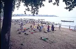 Fishermen land their catch of fish in São Tomé.