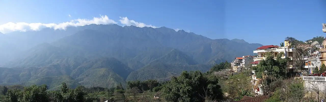 Panorama of Sa Pa towards Fansipan